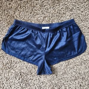 Ekouaer Navy Blue Satin Boudoir Shorts M